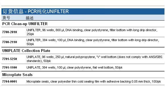 Whatman 沃特曼 PCR纯化过滤微孔板7700-2810,7700-2110