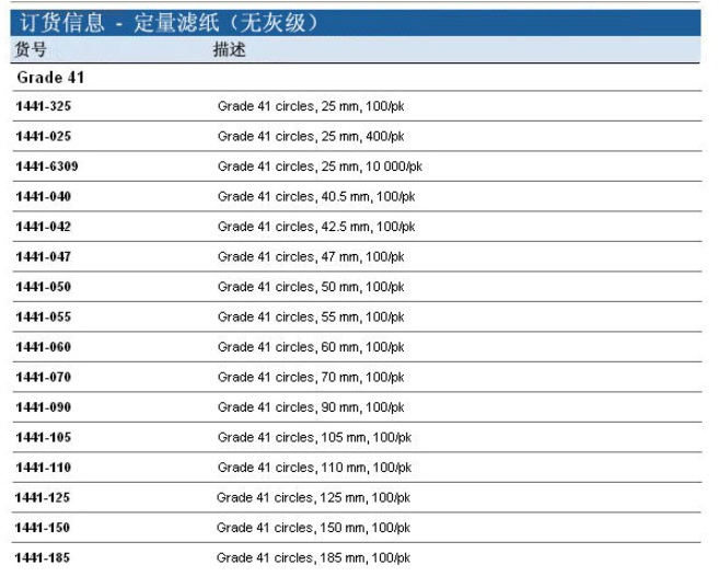 WHATMAN Grade41定量滤纸直径5.5cm滤纸1441-055