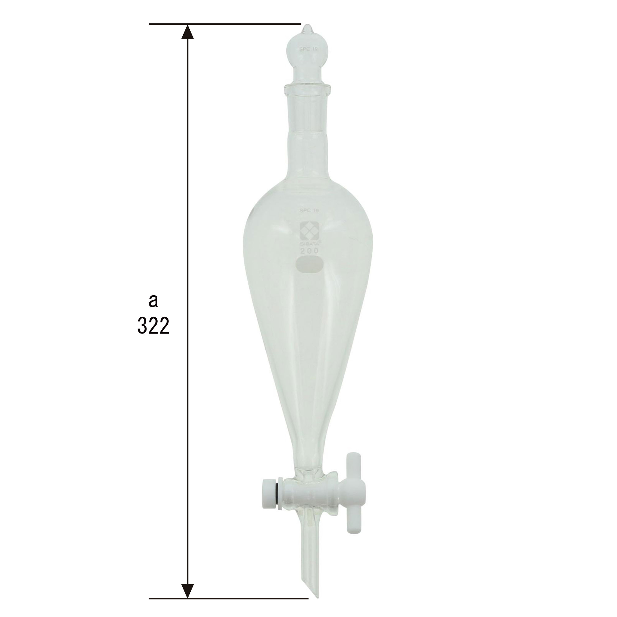 SPC分液ロート スキーブ形 PTFEコック付 200mL - 柴田科学株式会社