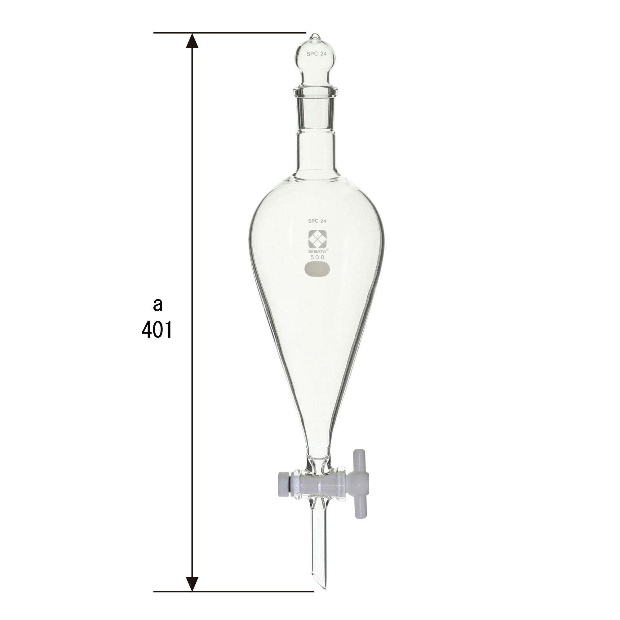 SPC分液ロート スキーブ形 PTFEコック付 500mL - 柴田科学株式会社