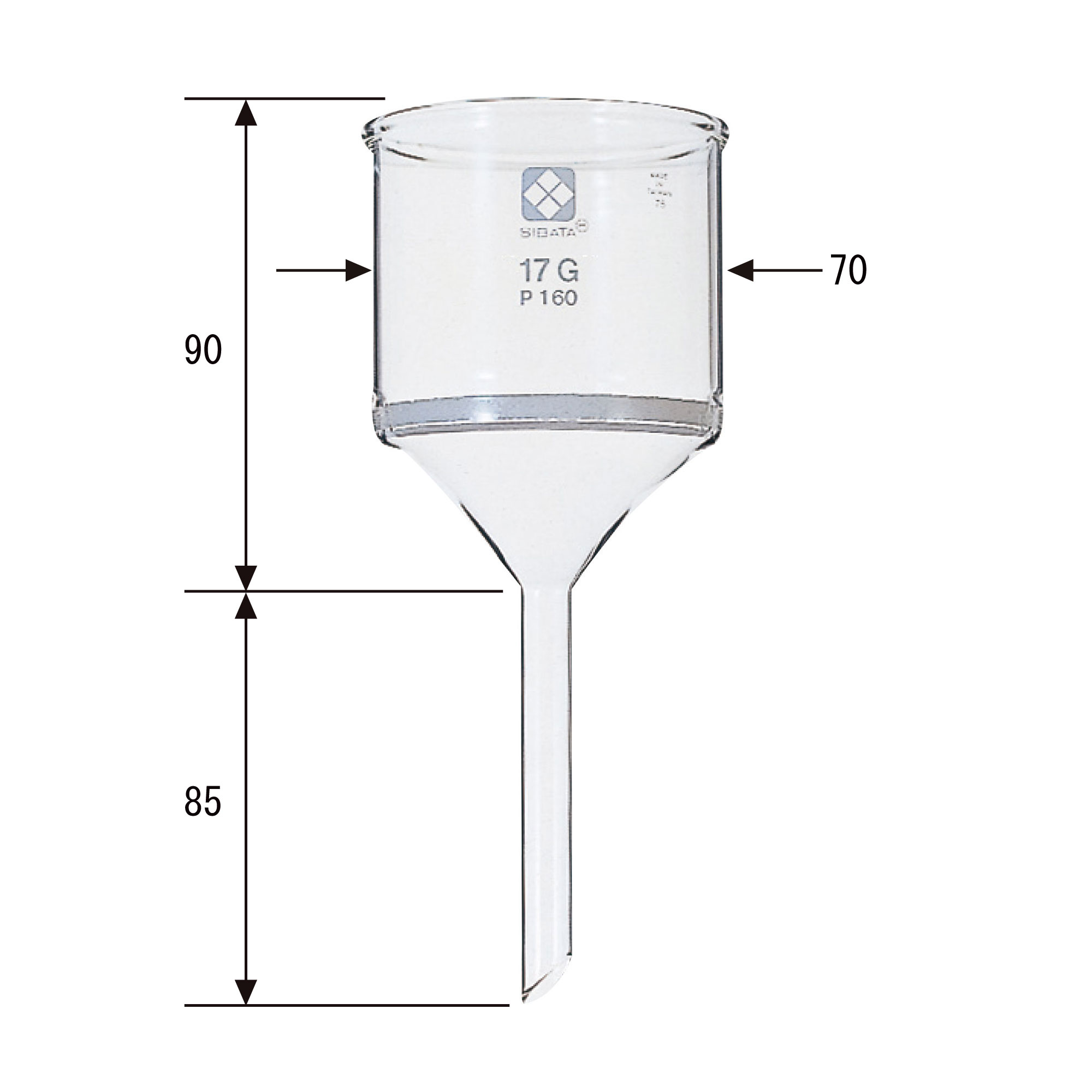 ガラスろ過器 17G 円筒ロート形 17GP160 - 柴田科学株式会社