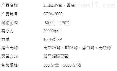 2.0ml 透明微量离心管（圆底）GP04-2000